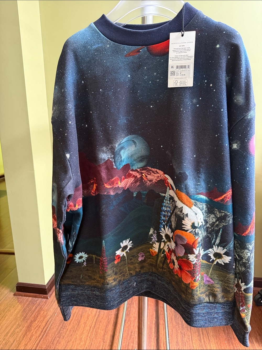 Scotch & Soda Navy Galaxy Floral Crewneck Sweater